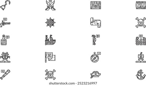 Iconos de piratas Colección de iconos vectoriales de alta calidad con trazo editable. Ideal para Profesional y Proyectos Creativos.