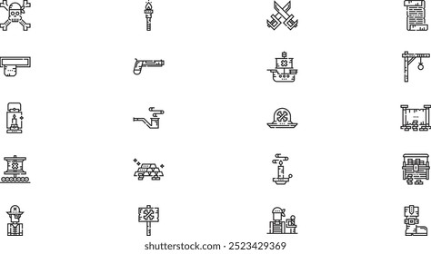 Ícones de piratas Coleção de ícones vetoriais de alta qualidade com traço editável. Ideal para projetos profissionais e criativos.