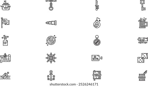 Ícones de piratas Coleção de ícones vetoriais de alta qualidade com traço editável. Ideal para projetos profissionais e criativos.