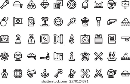 Pirates icons  High-Quality Vector Icons Collection with Editable Stroke. Ideal for Professional and Creative Projects.