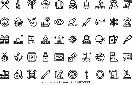 Pirates icons High-Quality Vector Icons Collection with Editable Stroke. Ideal for Professional and Creative Projects.
