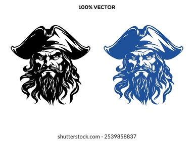 Forma de design de clip-art de ilustração de piratas.  Silhueta Ícone Vetor.