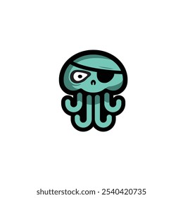 Pirates Jellyfish logo concept. Logo mascot jellyfish pirate	
