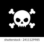 Pirates Jolly Rogers Skull Head Logo Vector Illustration in Dark Background.