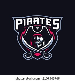 diseño de logotipo de mascota pirata con sombra simple
