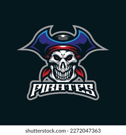 Pirates mascot logo design vector with modern illustration concept style for badge, emblem and t shirt printing. Skull pirates illustration for sport and esport team.