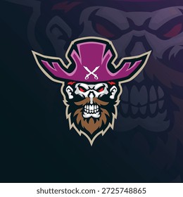 Piratas mascote vetor de design de logotipo. Piratas ilustração cabeça para esporte e equipe de esporte.