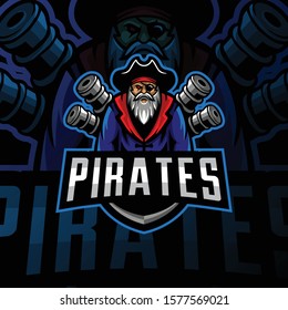 pirates mascot logo esport gaming. pirates mascot logo illustration.