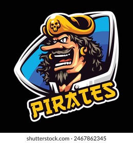 Pirates Mascot logo template for esport and sport team vector Art by Artbot Studio