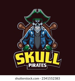 Pirates mascot logo with vector illustration in esport logo style