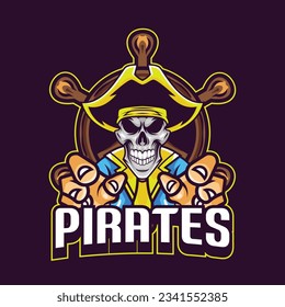 Pirates mascot logo with vector illustration in esport logo style