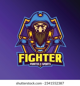 Pirates mascot logo with vector illustration in esport logo style