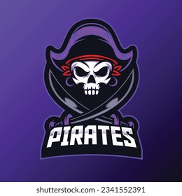 Pirates mascot logo with vector illustration in esport logo style