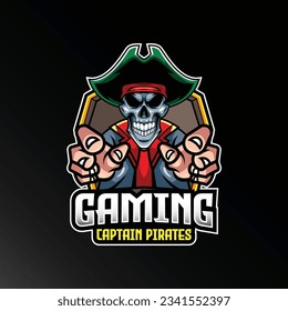 Pirates mascot logo with vector illustration in esport logo style