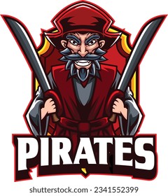 Pirates mascot logo with vector illustration in esport logo style