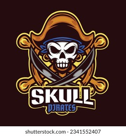 Pirates mascot logo with vector illustration in esport logo style