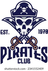 Pirates mascot logo with vector illustration in esport logo style