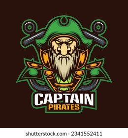 Pirates mascot logo with vector illustration in esport logo style