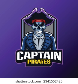 Pirates mascot logo with vector illustration in esport logo style