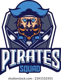 Pirates mascot logo with vector illustration in esport logo style