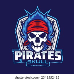 Pirates mascot logo with vector illustration in esport logo style