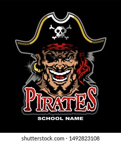 Pirates Mascot Team Design For School, College Or League