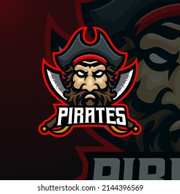 Pirates masscot logo esport premium vector