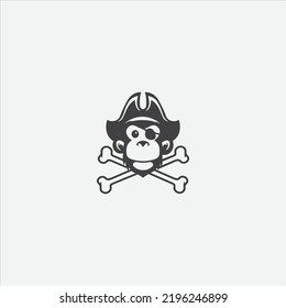 pirates monkey, skull vector logo