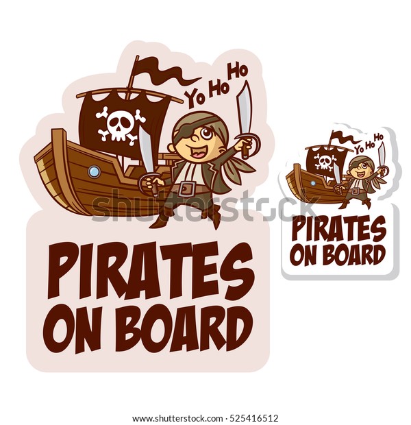 Pirates on Board\
Sticker Set Vector\
Illustration