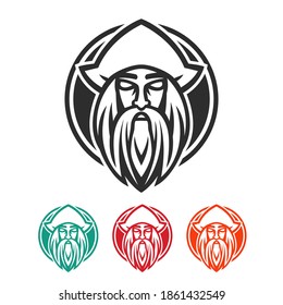Pirates outline logo template design vector. Beard man logo design template vector.