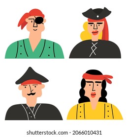 Pirates. Set of hand drawn icons. 
Hand drawn illustrations on white background. 