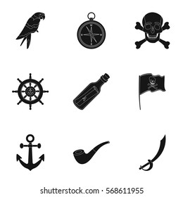 Pirates set icons in black style. Big collection of pirates vector symbol stock illustration