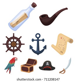 Pirates set icons in cartoon style. Big collection of pirates vector symbol stock illustration