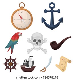 Pirates set icons in cartoon style. Big collection of pirates vector symbol stock illustration