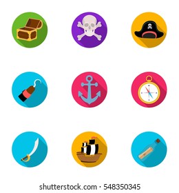 Pirates set icons in flat style. Big collection of pirates vector symbol stock illustration