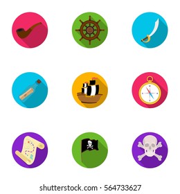 Pirates set icons in flat style. Big collection of pirates vector symbol stock illustration