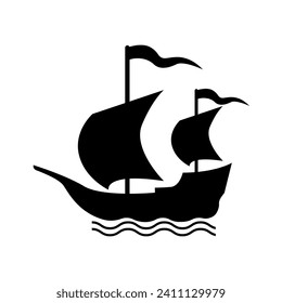 Pirates Ship Icon Vector Illustration isolated on white Background