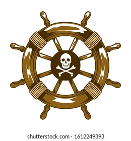 pirates ship steering wheel. vector object illustration
