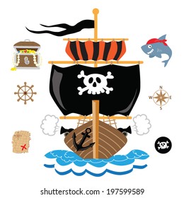 Pirates ship vector illustration