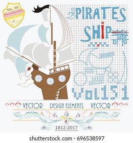 Pirates ship and vintage element