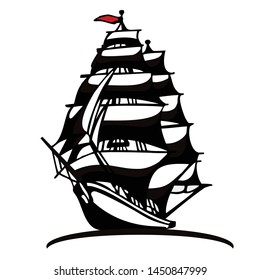 Pirates ships, wooden ships vector logo templete