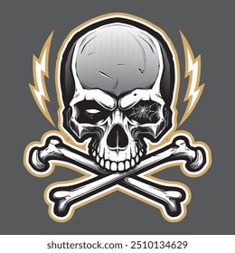 pirates skull and crossbones with lightnings