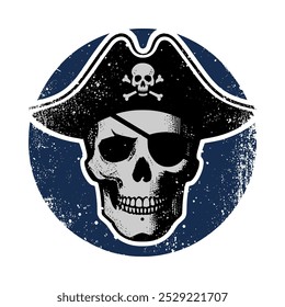 pirates skull grunge style - blue background