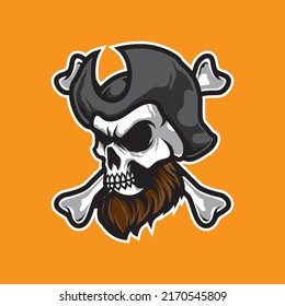 Pirates Skull Head Mascot Logo
