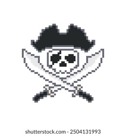 PIRATES SKULL ICON PIXEL ART