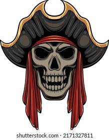Pirates skull illustration with premium quality stock vector