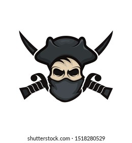 pirates skull logo design art vector