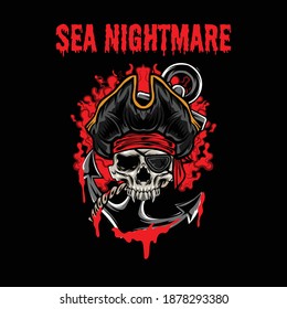 Pirates skull logo illustration available for your custom project