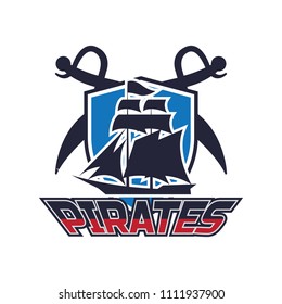 pirates, skull logo, vector illustration