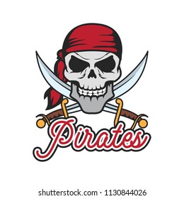 pirates, skull logo, vector illustration